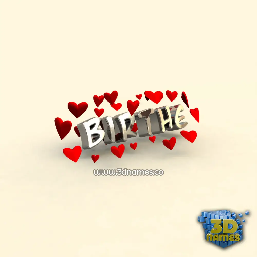 birthe in In Love style - 3D name wallpaper