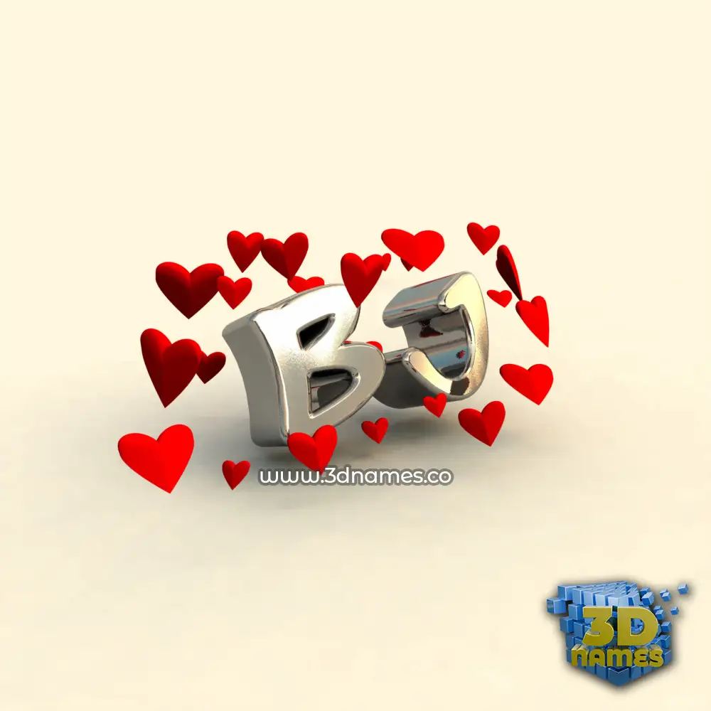 bj in In Love style - 3D name wallpaper