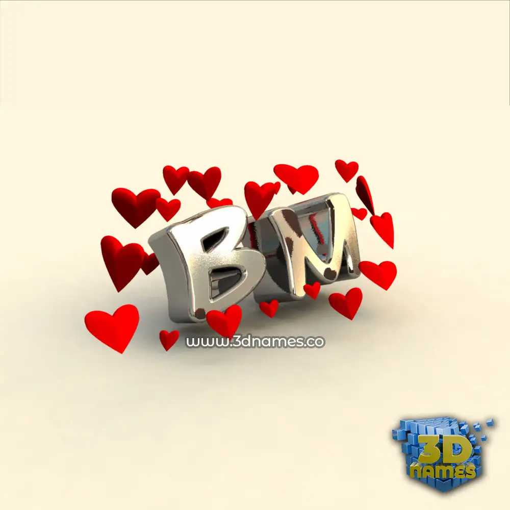 bm in In Love style - 3D name wallpaper