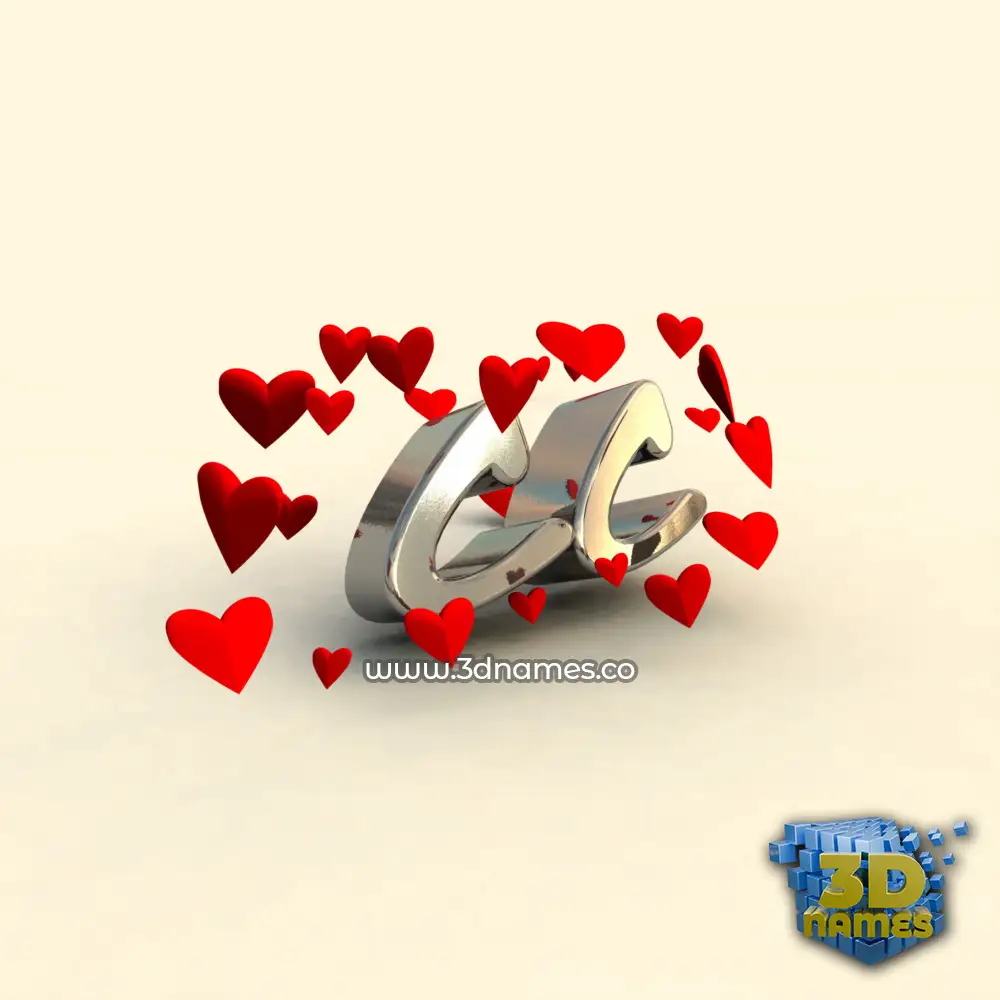 cc in In Love style - 3D name wallpaper