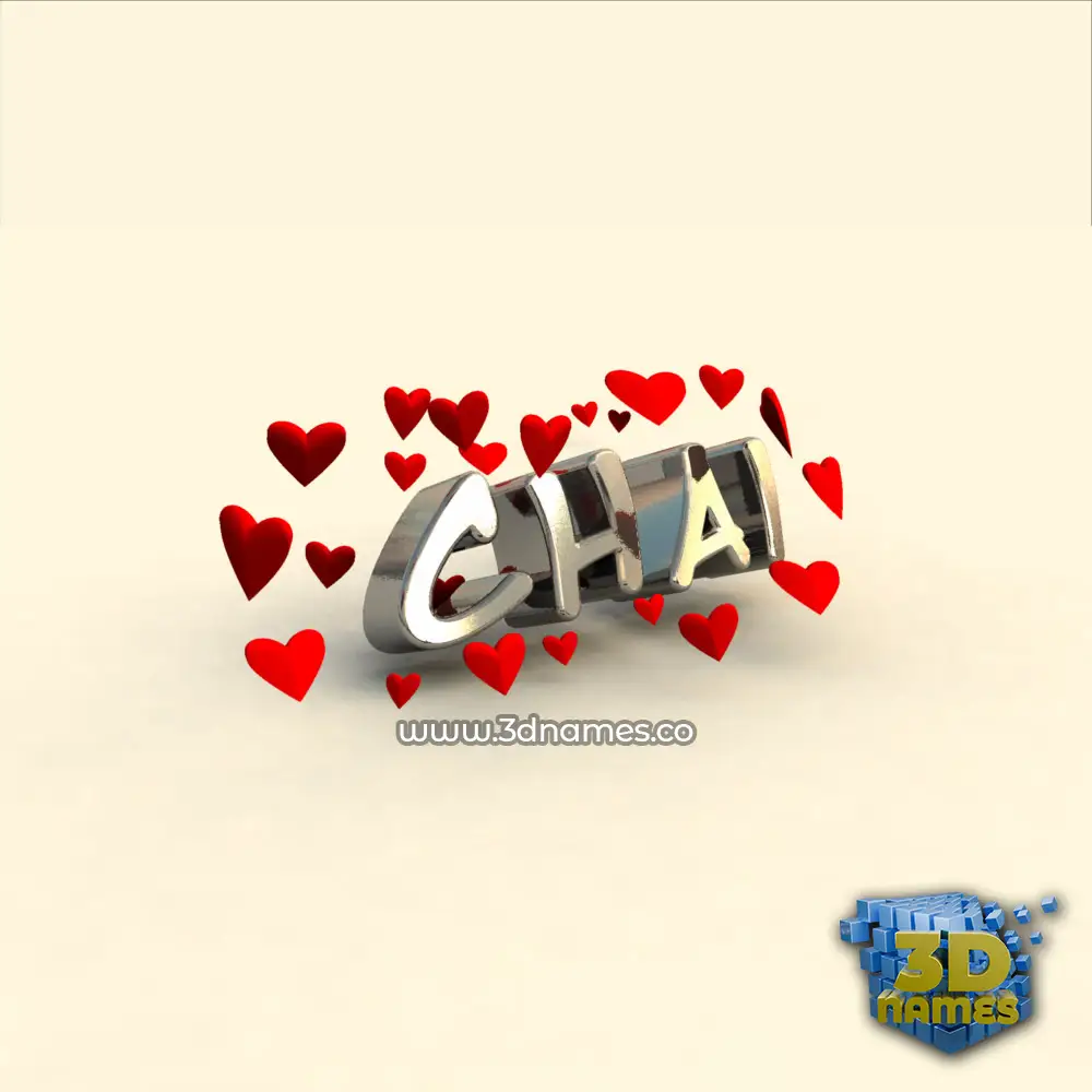 chai in In Love style - 3D name wallpaper