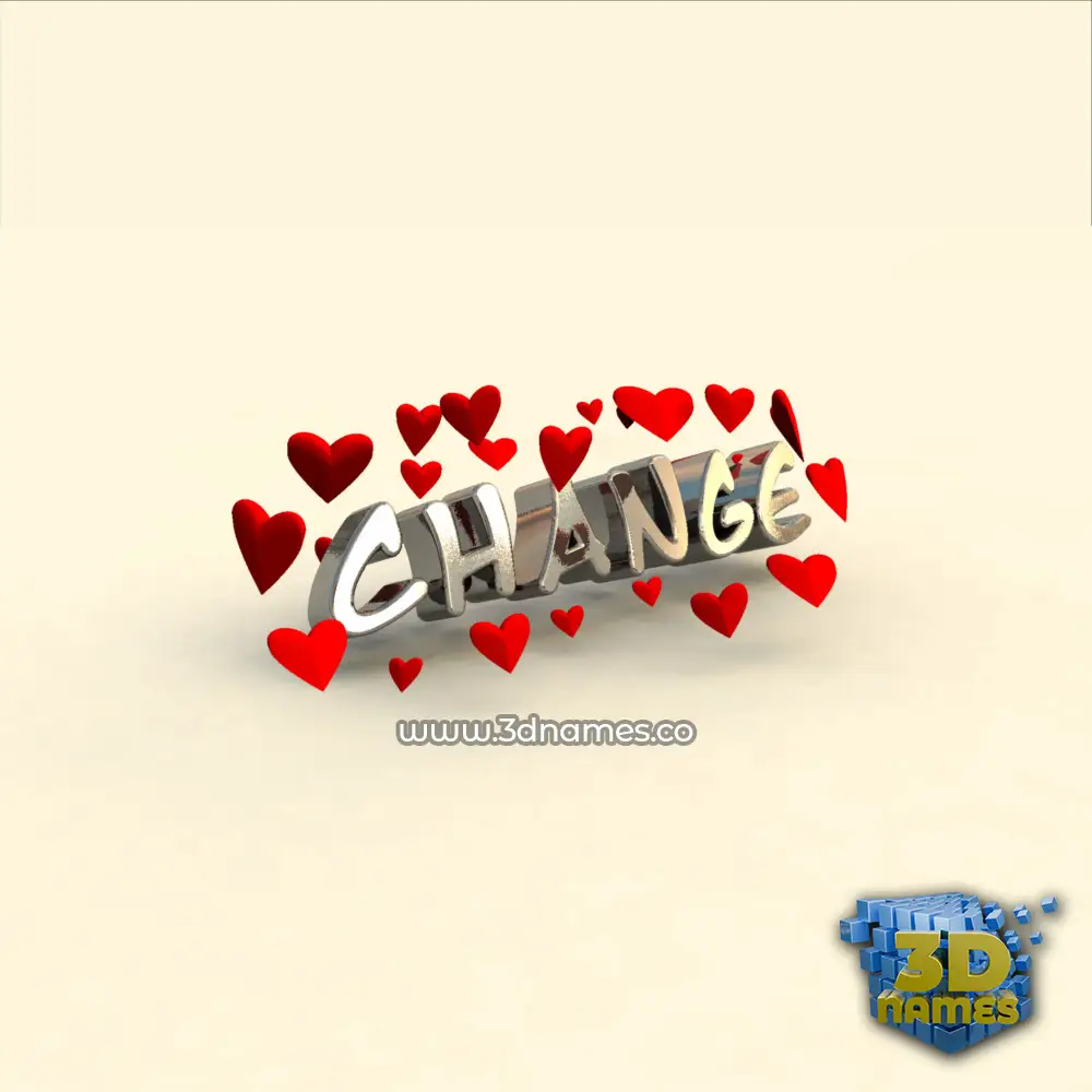 change in In Love style - 3D name wallpaper