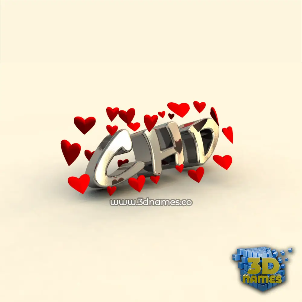 chd in In Love style - 3D name wallpaper