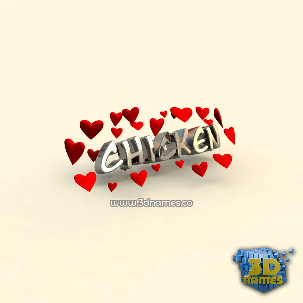 chicken in In Love style - 3D name wallpaper