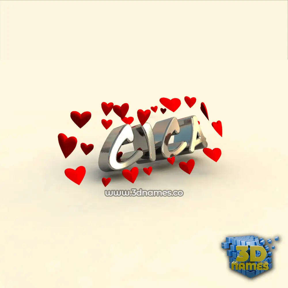 cica in In Love style - 3D name wallpaper