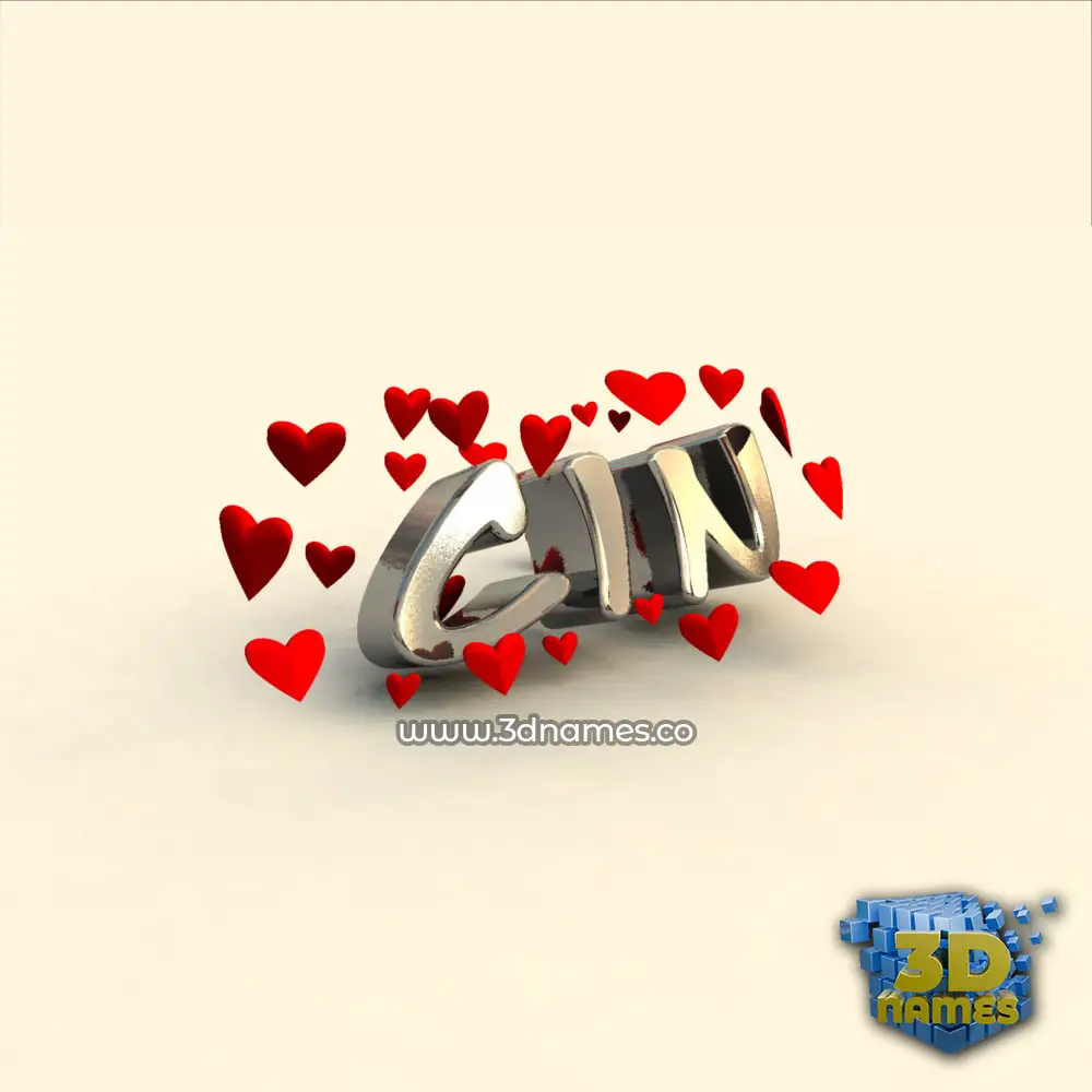 cin in In Love style - 3D name wallpaper