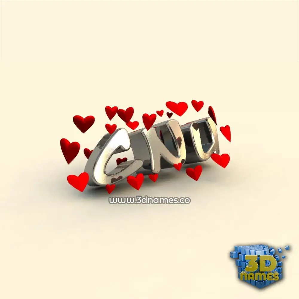 cnu in In Love style - 3D name wallpaper