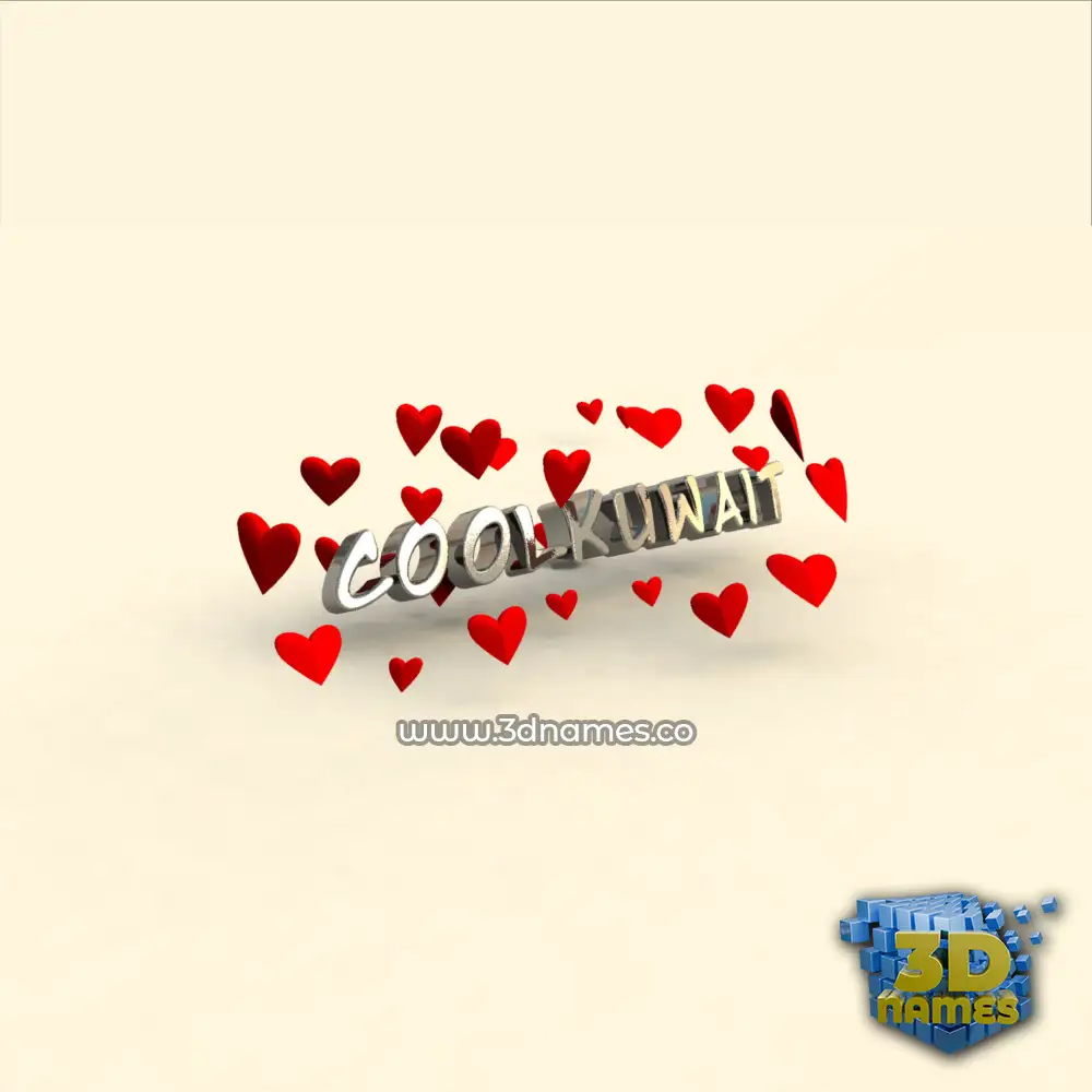 coolkuwait in In Love style - 3D name wallpaper