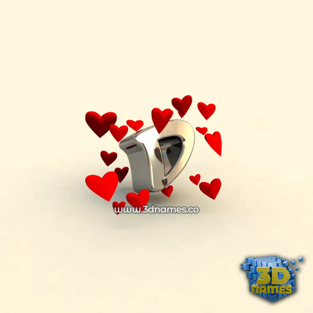 d in In Love style - 3D name wallpaper