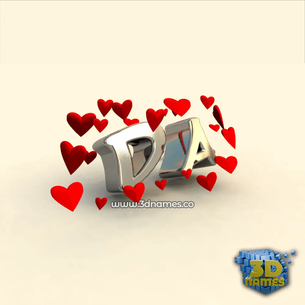 da in In Love style - 3D name wallpaper