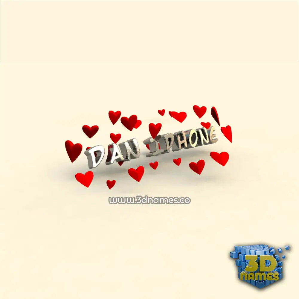 dan iphone in In Love style - 3D name wallpaper