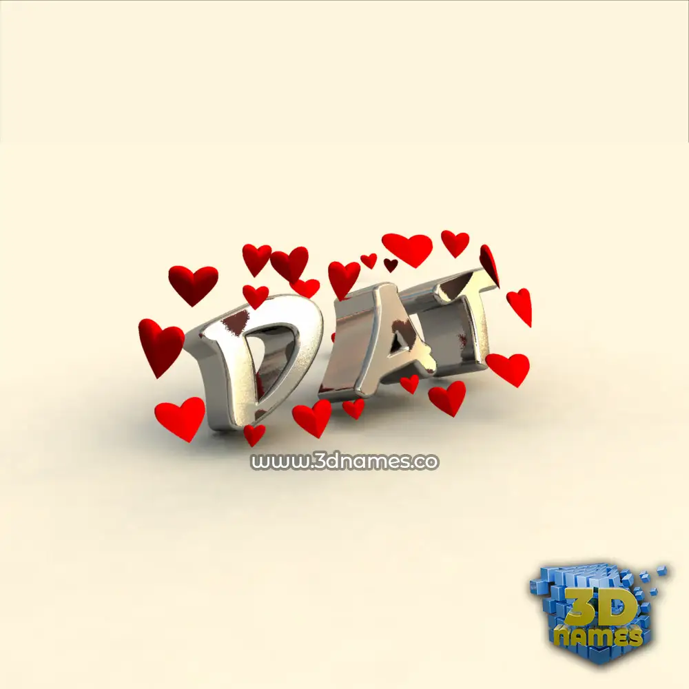 dat in In Love style - 3D name wallpaper