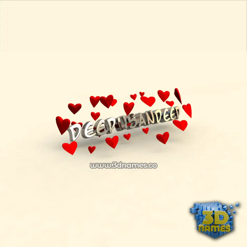 deepusandeep in In Love style - 3D name wallpaper