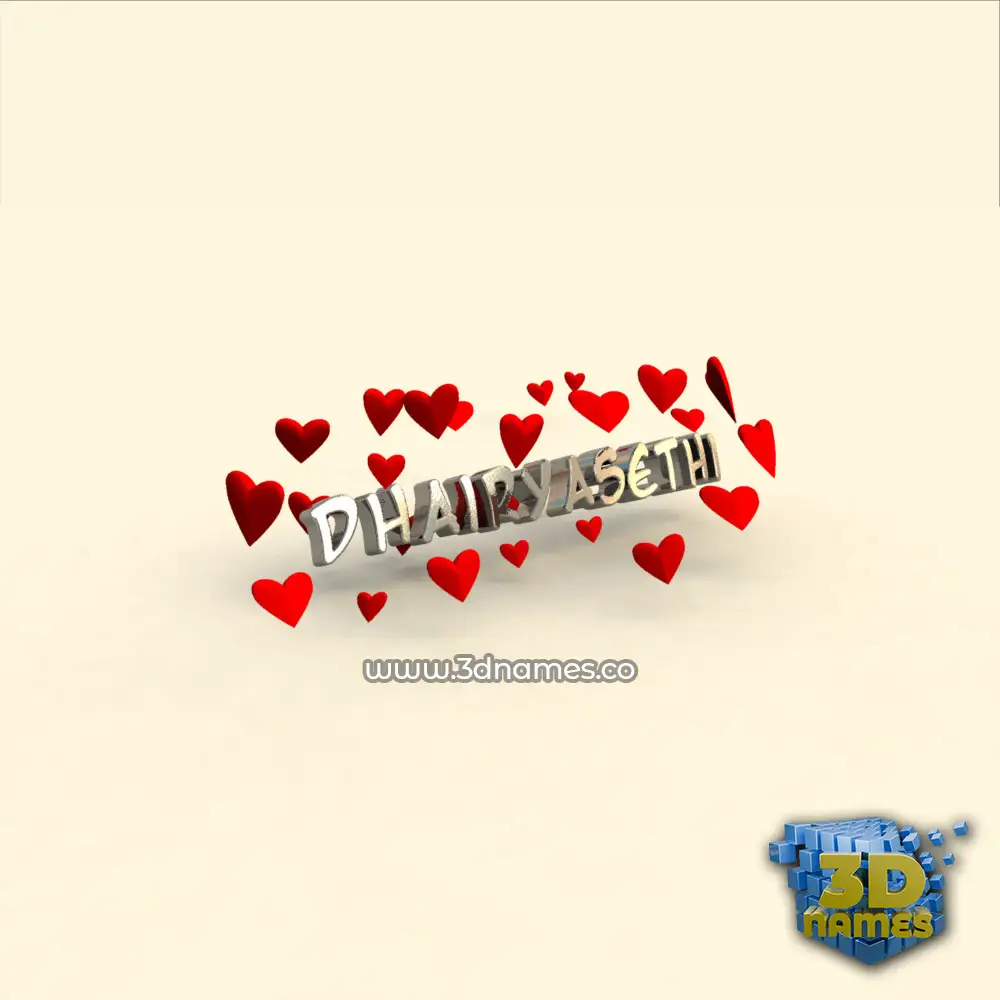 dhairyasethi in In Love style - 3D name wallpaper