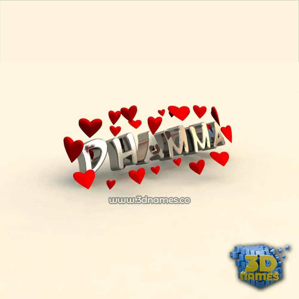 dhamma in In Love style - 3D name wallpaper