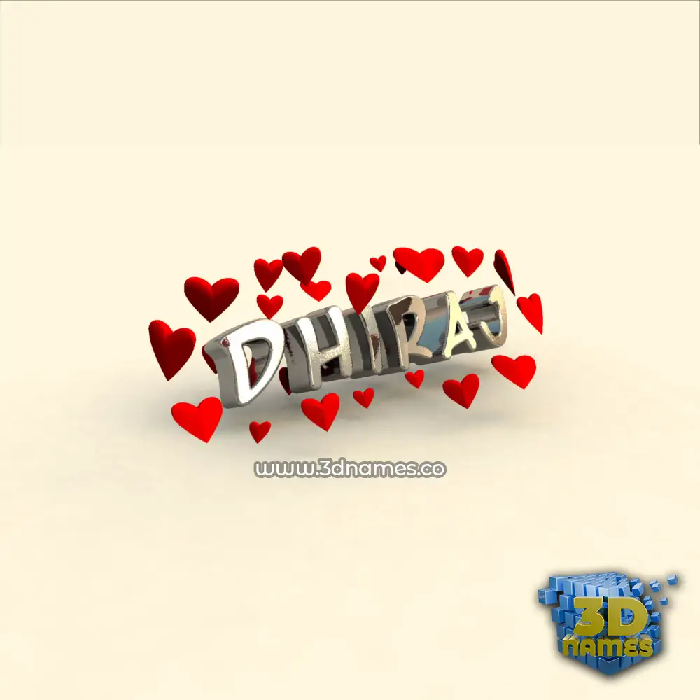 dhiraj in In Love style - 3D name wallpaper
