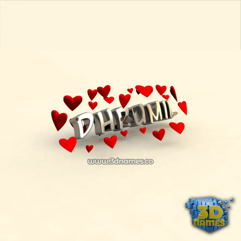 dhrumil in In Love style - 3D name wallpaper
