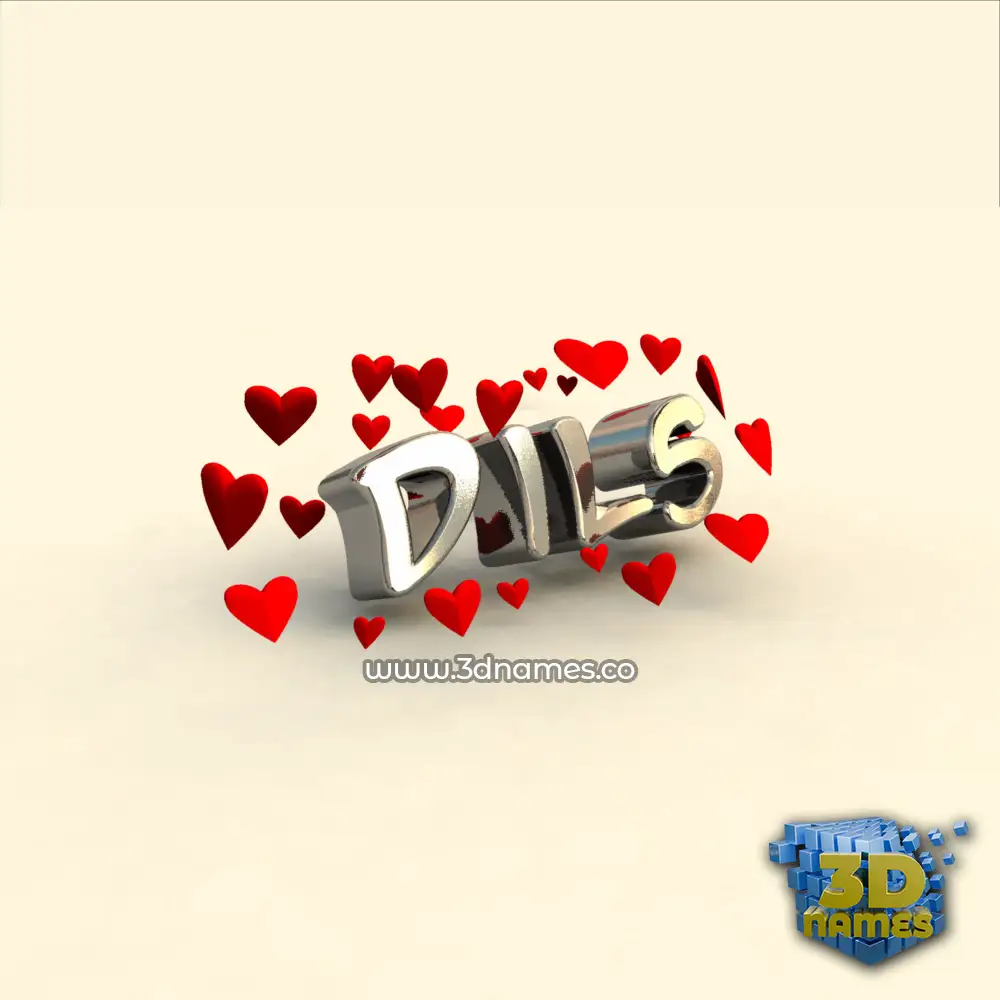 dils in In Love style - 3D name wallpaper