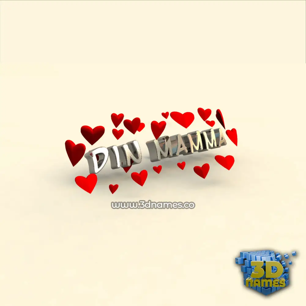 din mamma in In Love style - 3D name wallpaper