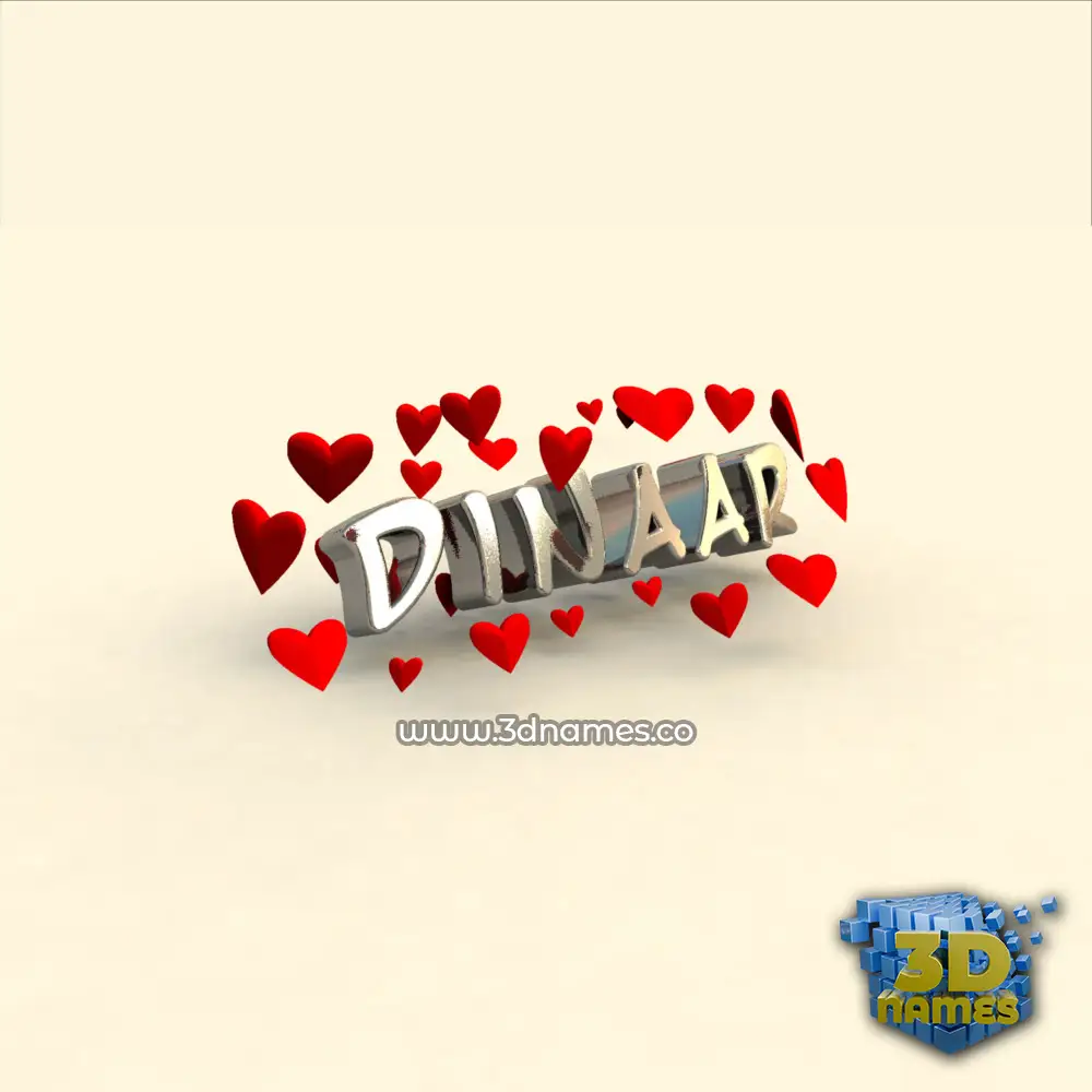 dinaar in In Love style - 3D name wallpaper