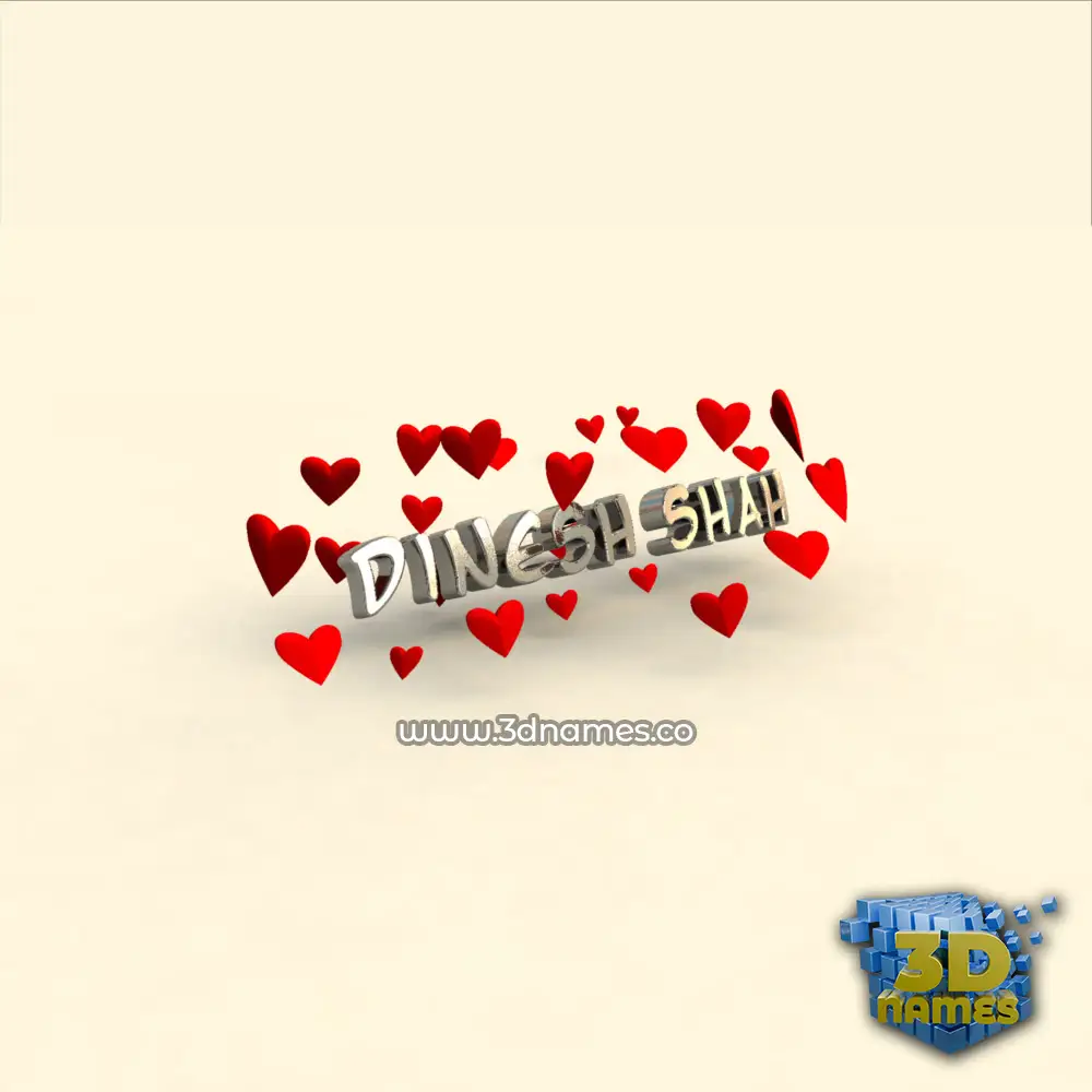 dinesh shah in In Love style - 3D name wallpaper