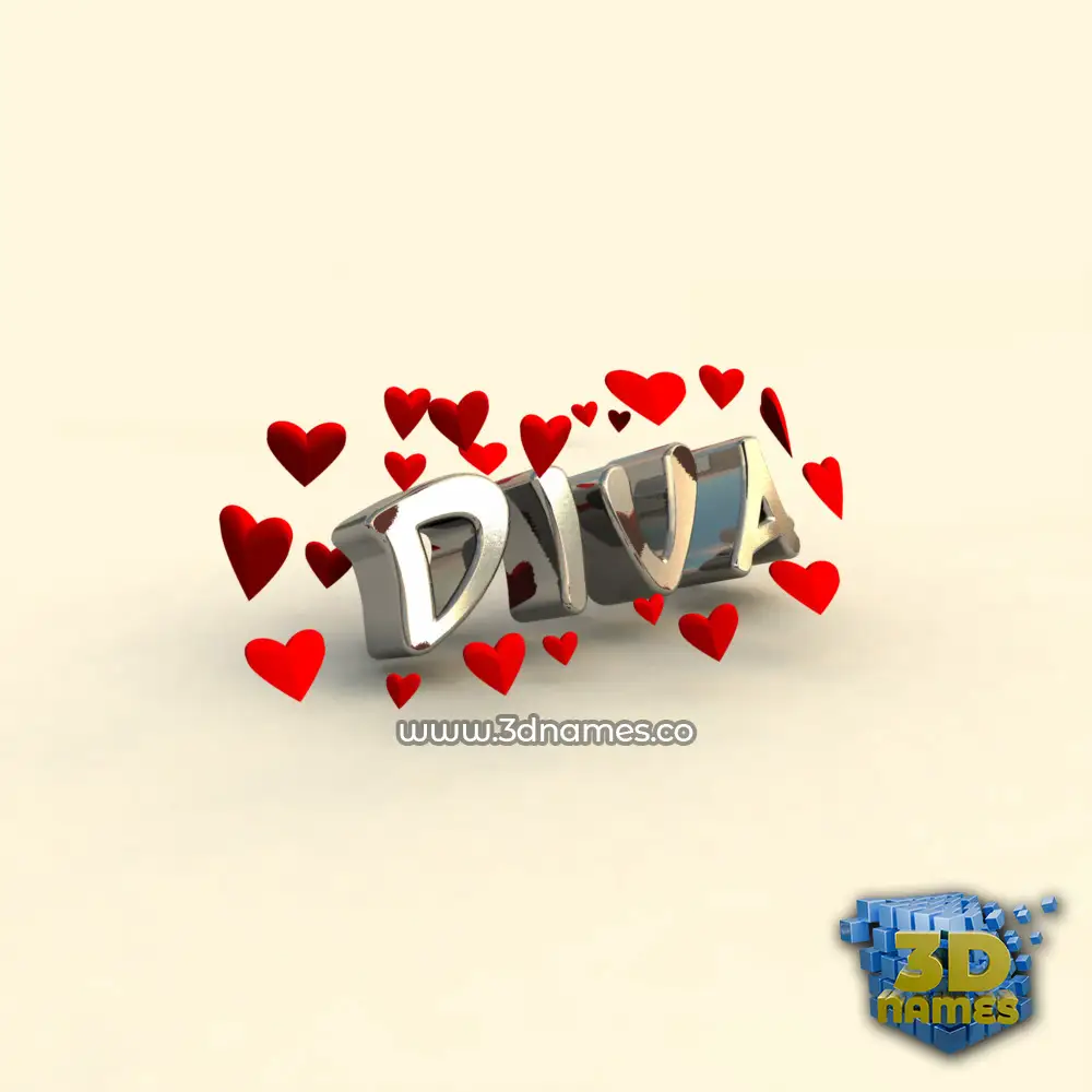diva in In Love style - 3D name wallpaper
