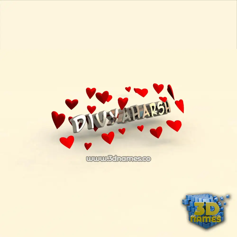 divyaharsh in In Love style - 3D name wallpaper