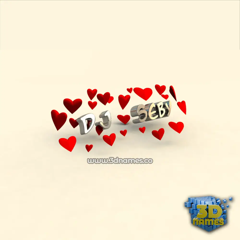 dj   seby in In Love style - 3D name wallpaper