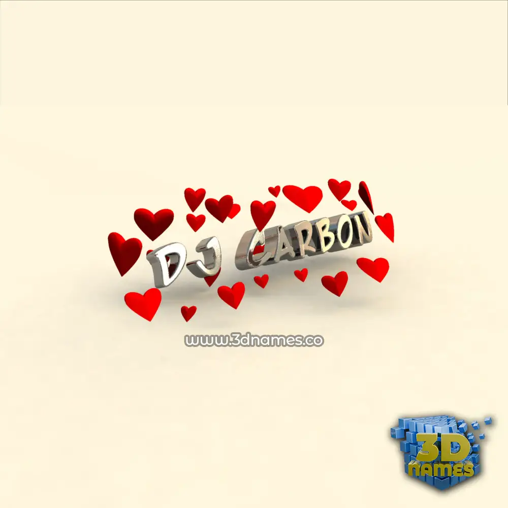 dj carbon in In Love style - 3D name wallpaper