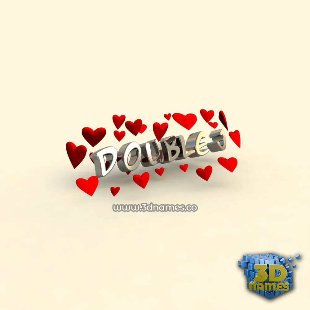 double j in In Love style - 3D name wallpaper