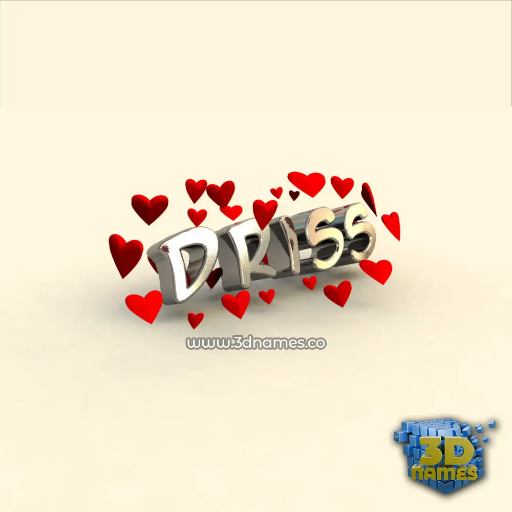 driss in In Love style - 3D name wallpaper