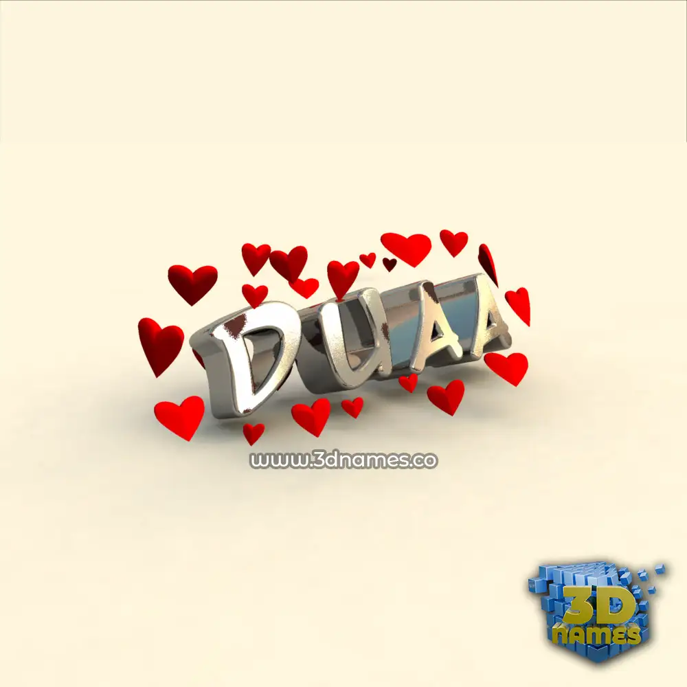 duaa in In Love style - 3D name wallpaper