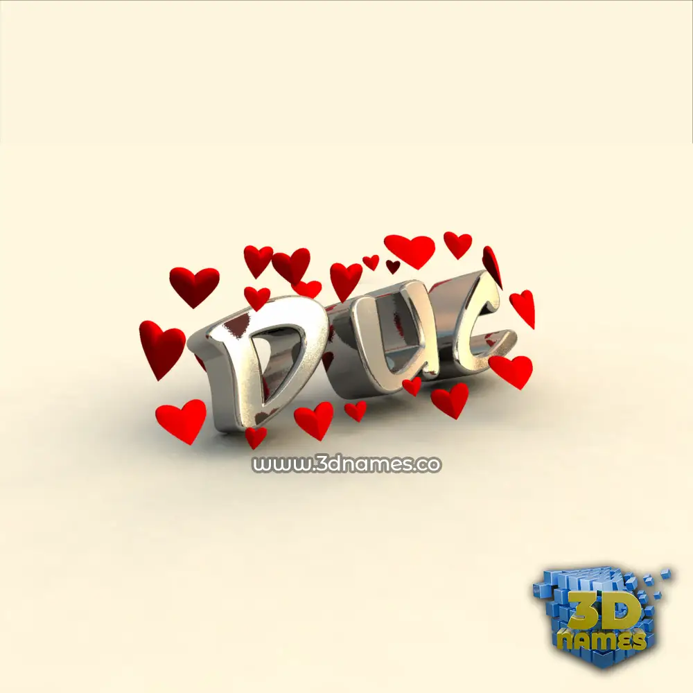 duc in In Love style - 3D name wallpaper