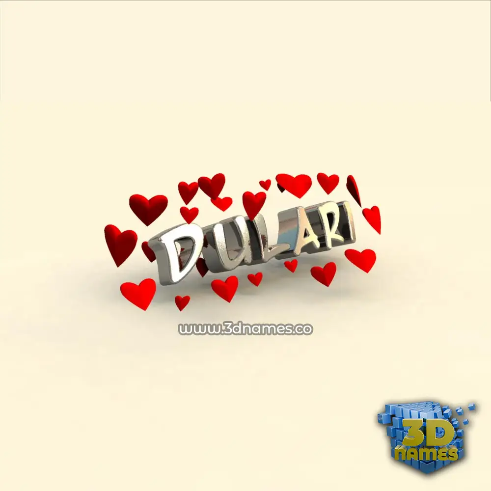 dulari in In Love style - 3D name wallpaper