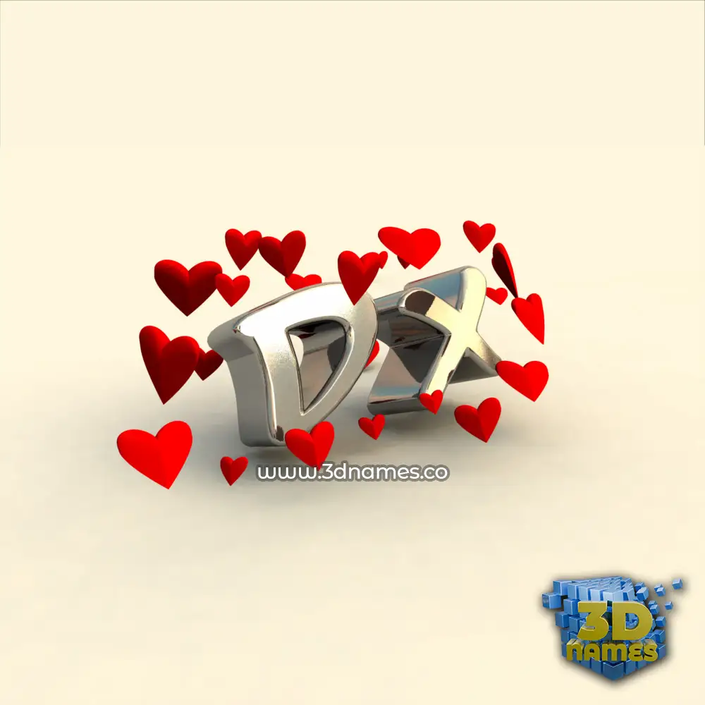 dx in In Love style - 3D name wallpaper