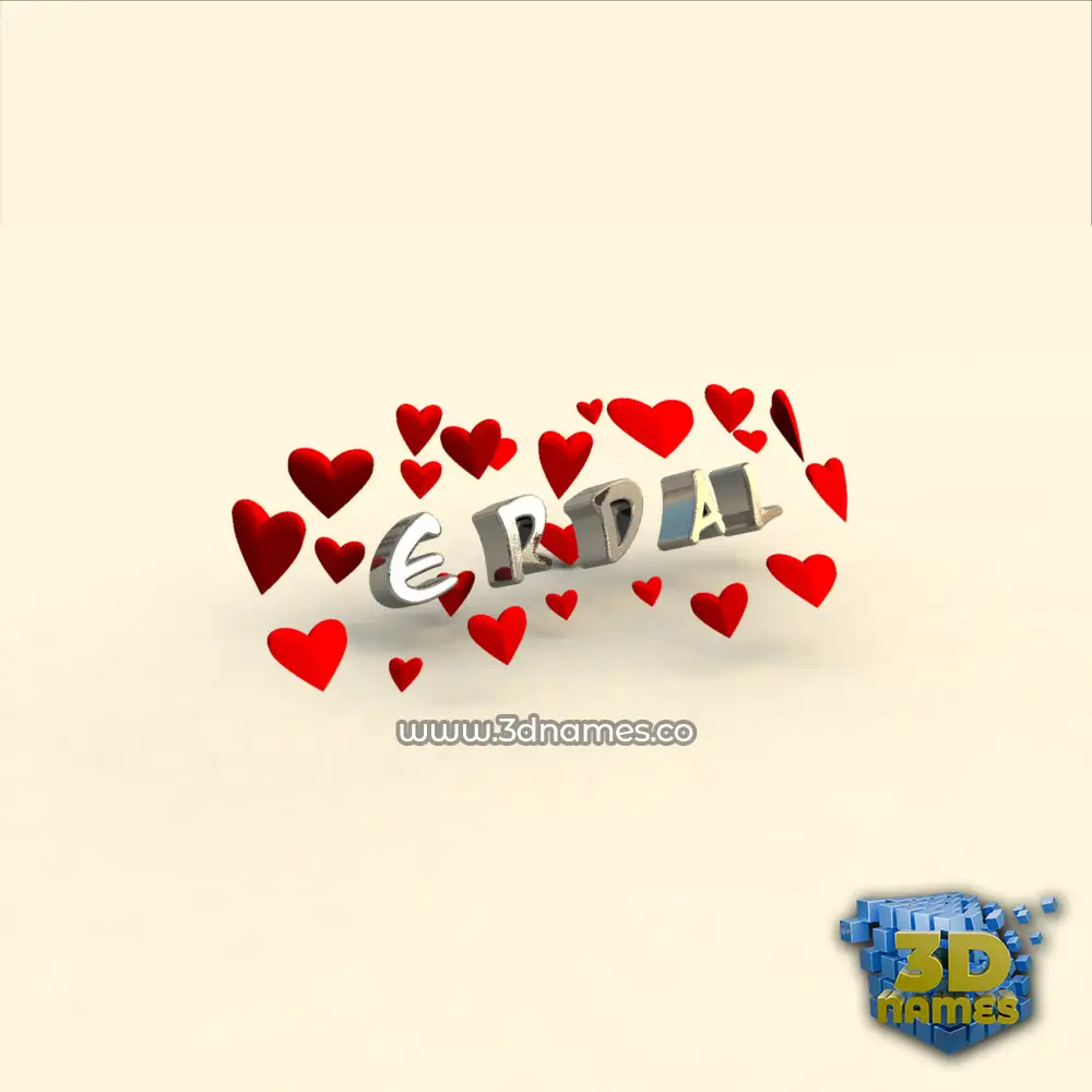 e r d a l in In Love style - 3D name wallpaper