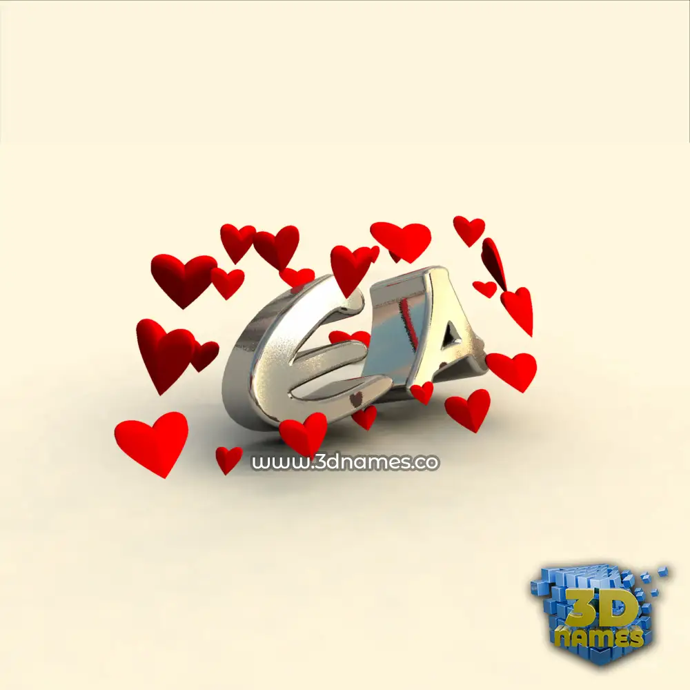 ea in In Love style - 3D name wallpaper