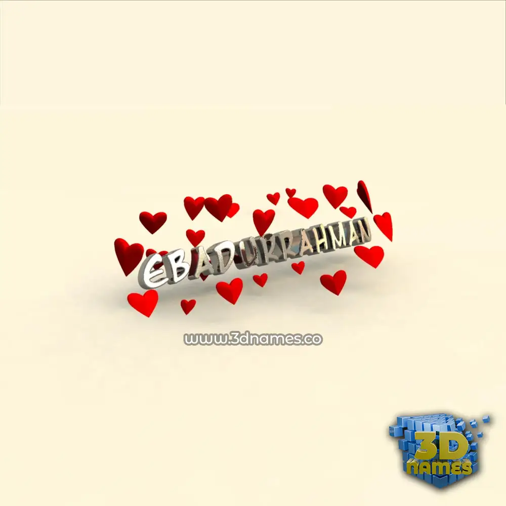 ebadurrahman in In Love style - 3D name wallpaper