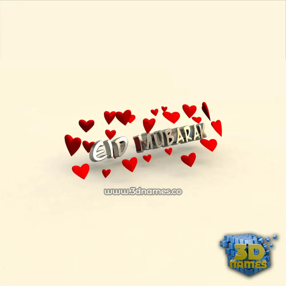 eid mubarak in In Love style - 3D name wallpaper