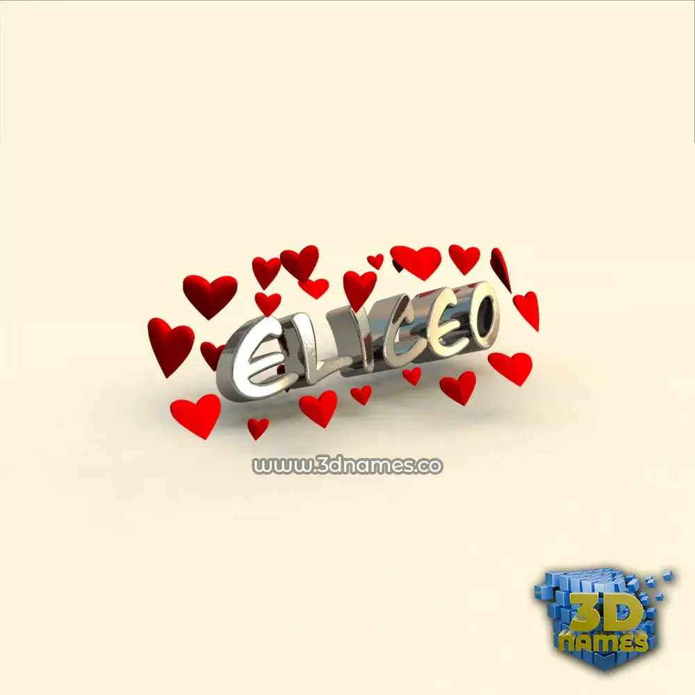 eliceo in In Love style - 3D name wallpaper