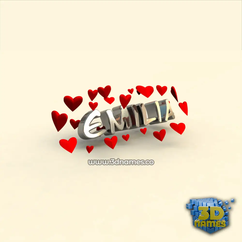emilia in In Love style - 3D name wallpaper