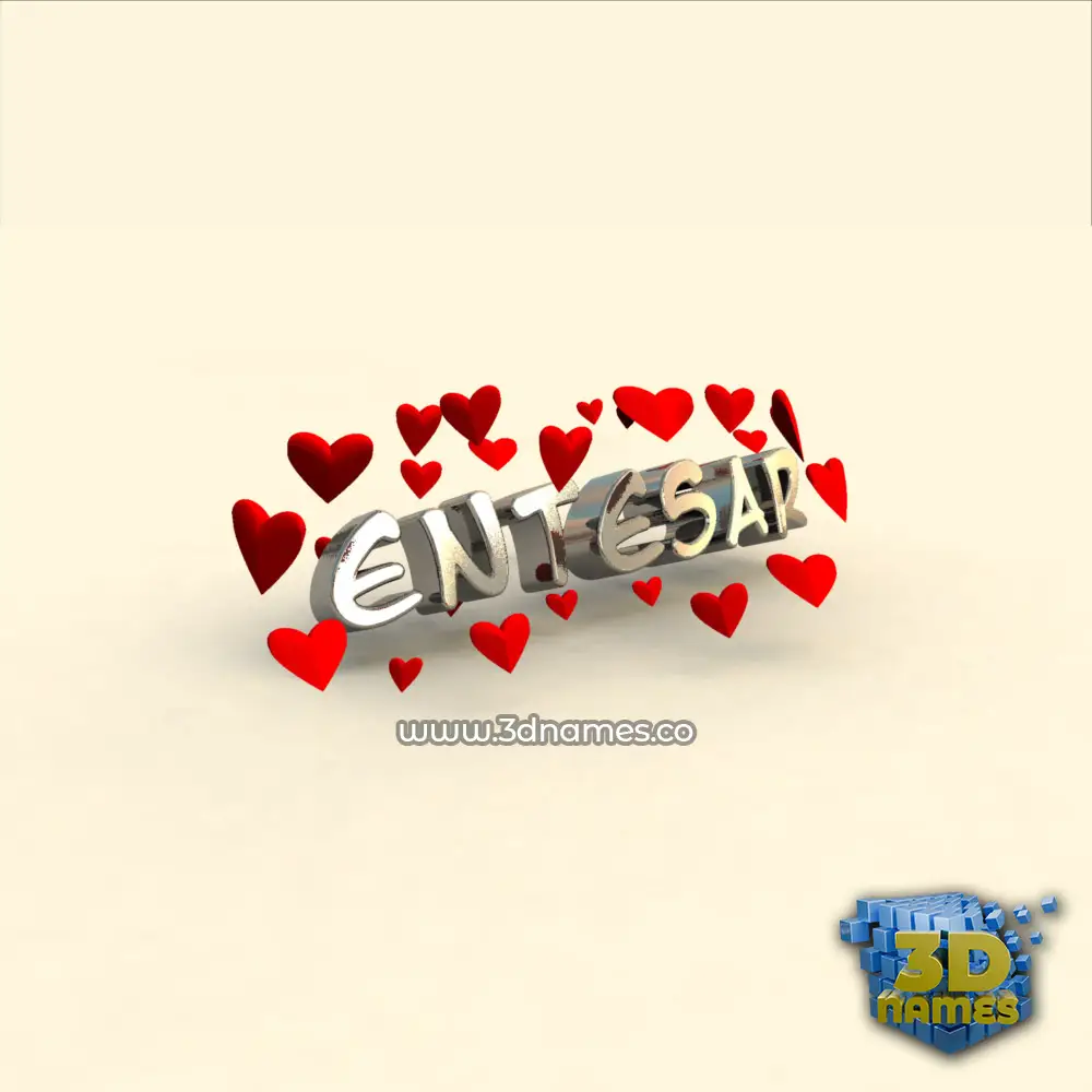 entesar in In Love style - 3D name wallpaper