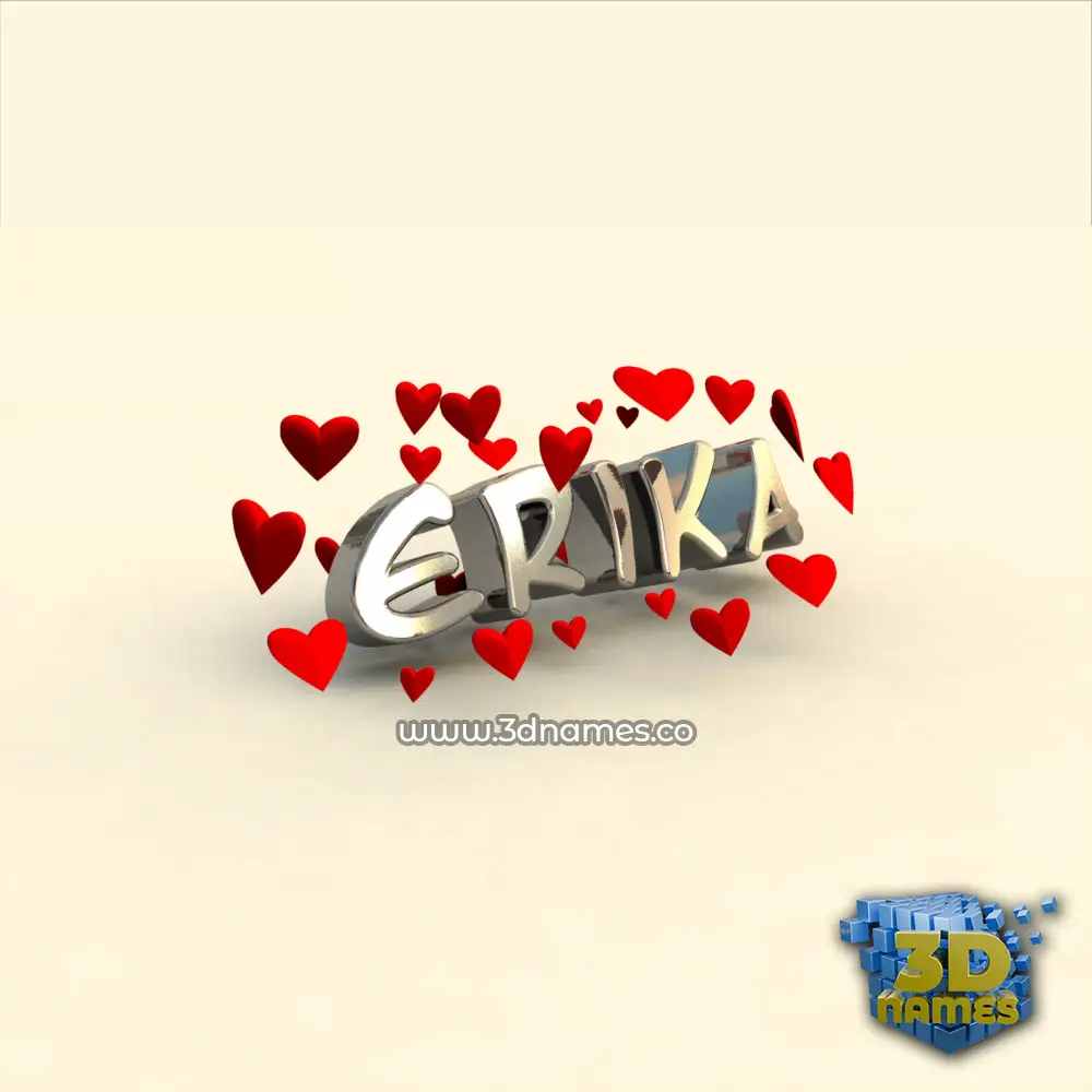 erika in In Love style - 3D name wallpaper