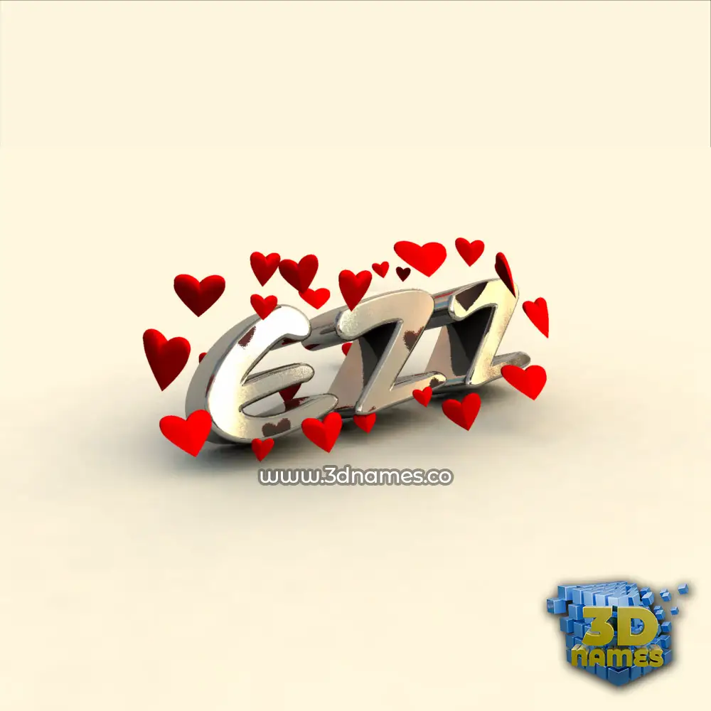 ezz in In Love style - 3D name wallpaper