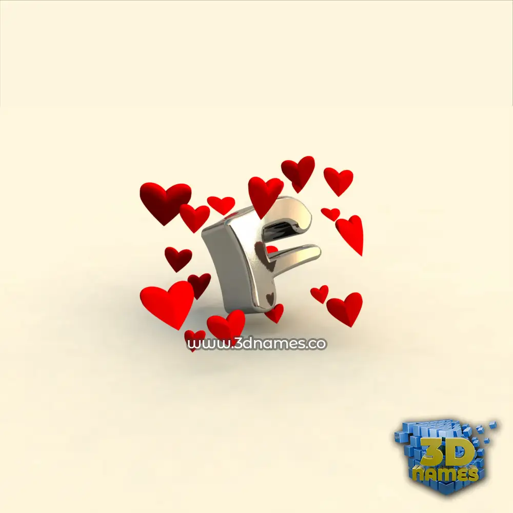 f in In Love style - 3D name wallpaper