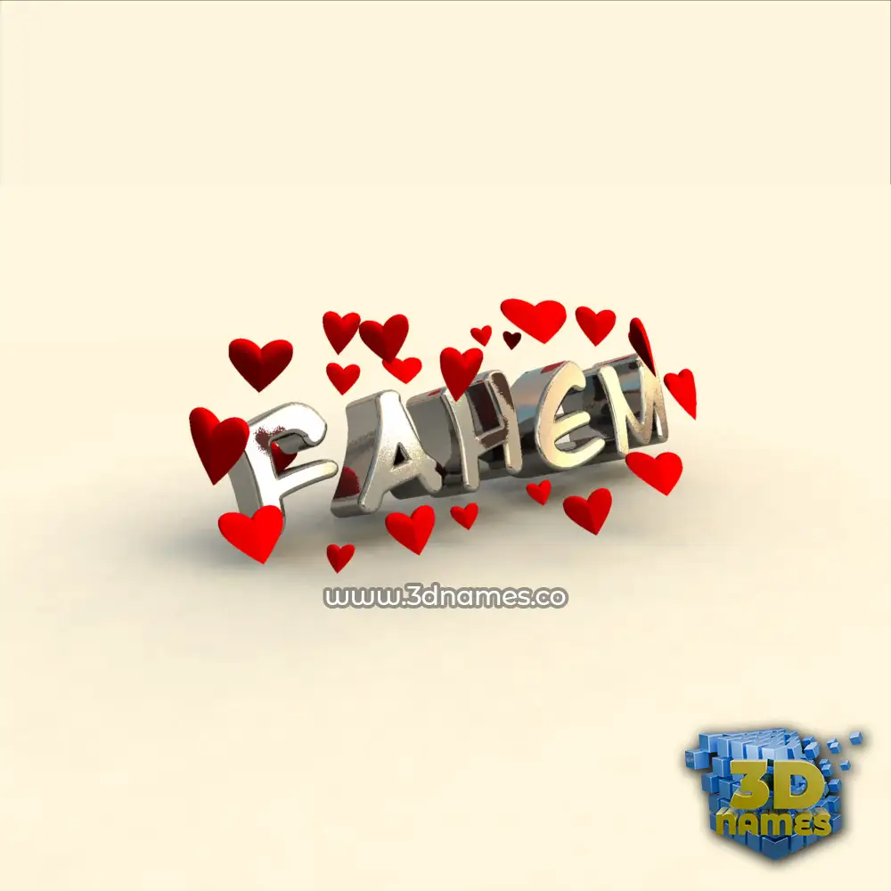fahem in In Love style - 3D name wallpaper