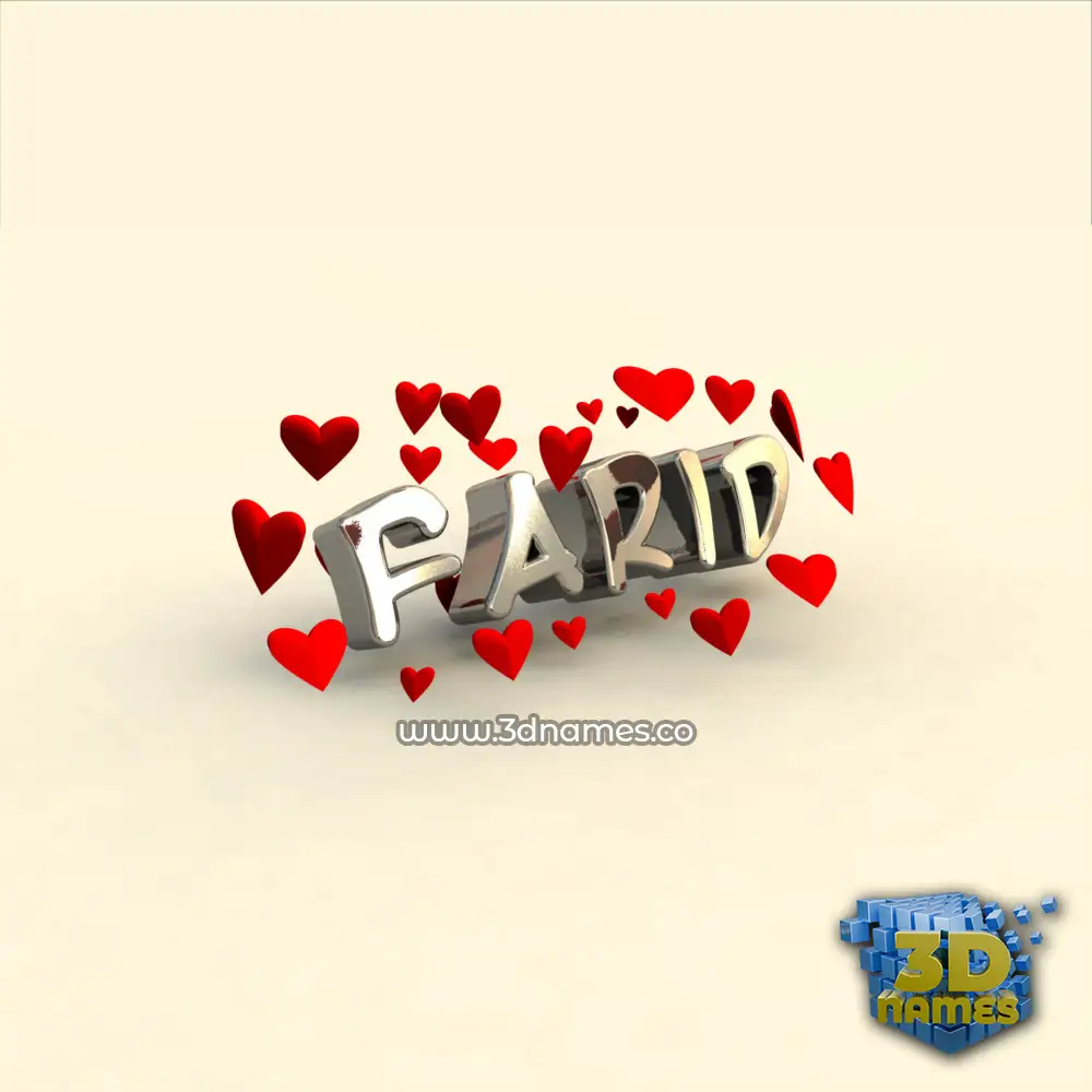 farid in In Love style - 3D name wallpaper