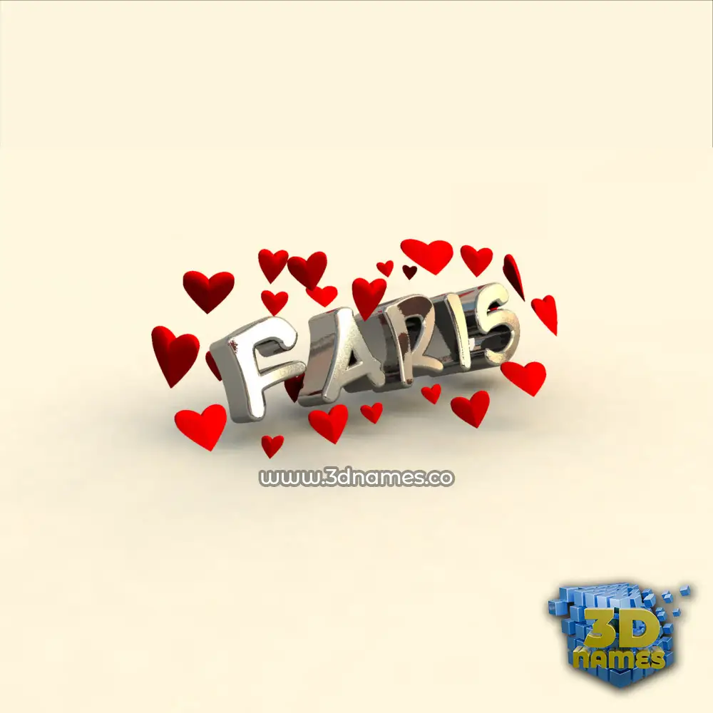 faris in In Love style - 3D name wallpaper