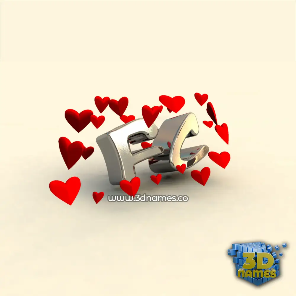 fc in In Love style - 3D name wallpaper