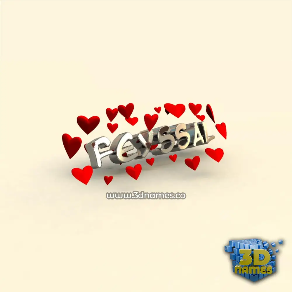 feyssal in In Love style - 3D name wallpaper